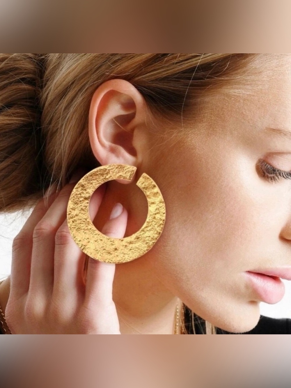 ✨3for$38  New Zara Textured Circular Open Hoop Earrings - Picture 3 of 16